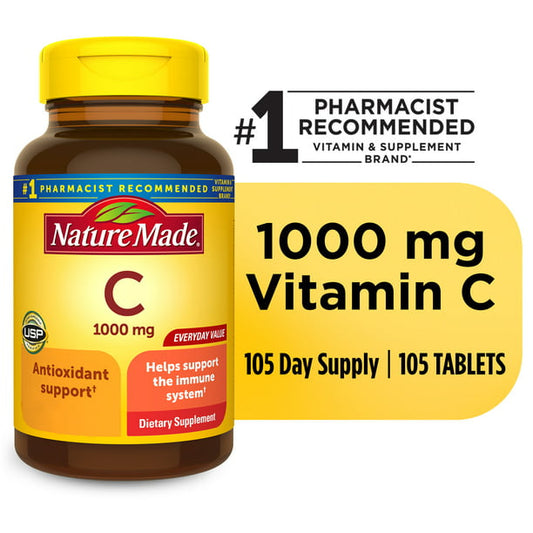 Nature Made Extra Fuerte Vitamina C 1000 mg Tabletas, Suplemento Alimenticio 105pzs