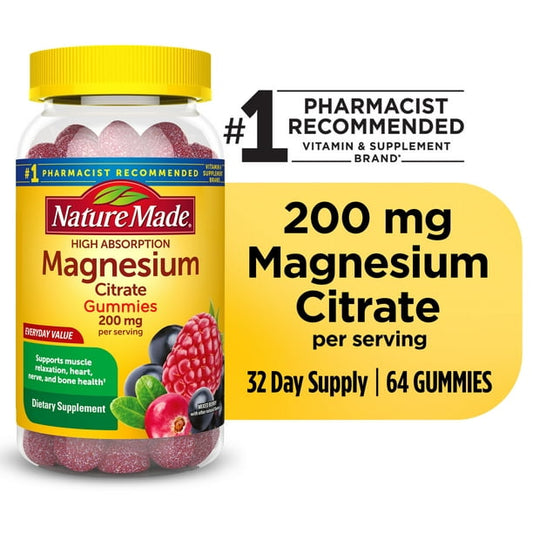 Nature Made Alta Absorcion Citrato de Magnesio 200 mg por capsula, 64pzs
