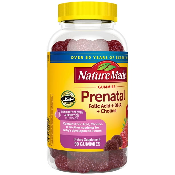 Nature Made Prenatal Gomitas con DHA y Acido Folico + Colina, 90pzs
